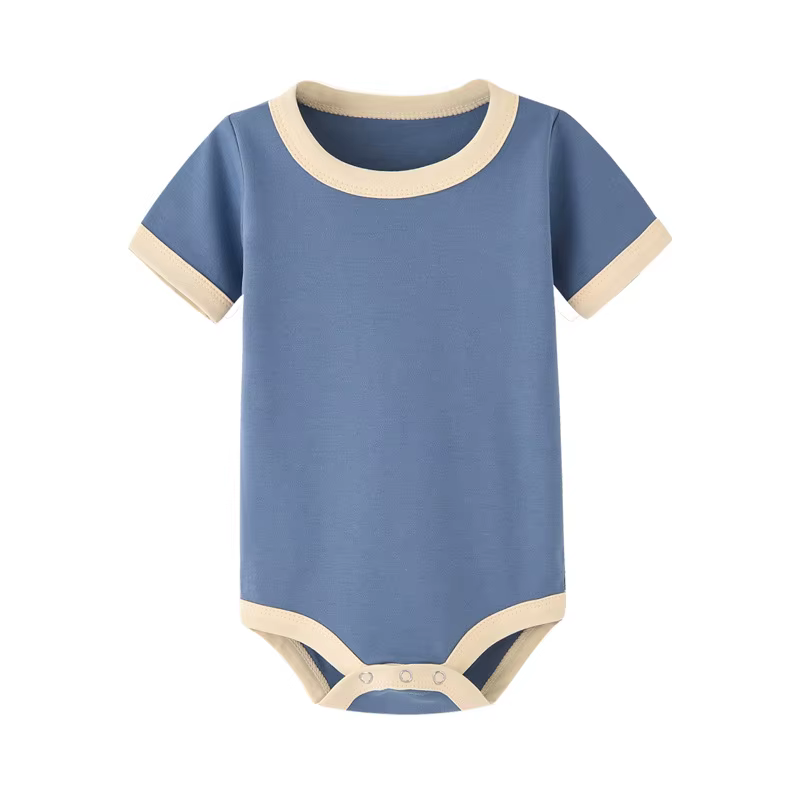 Baby Rompertje Ringer met Eigen Bedrukking — Blauw